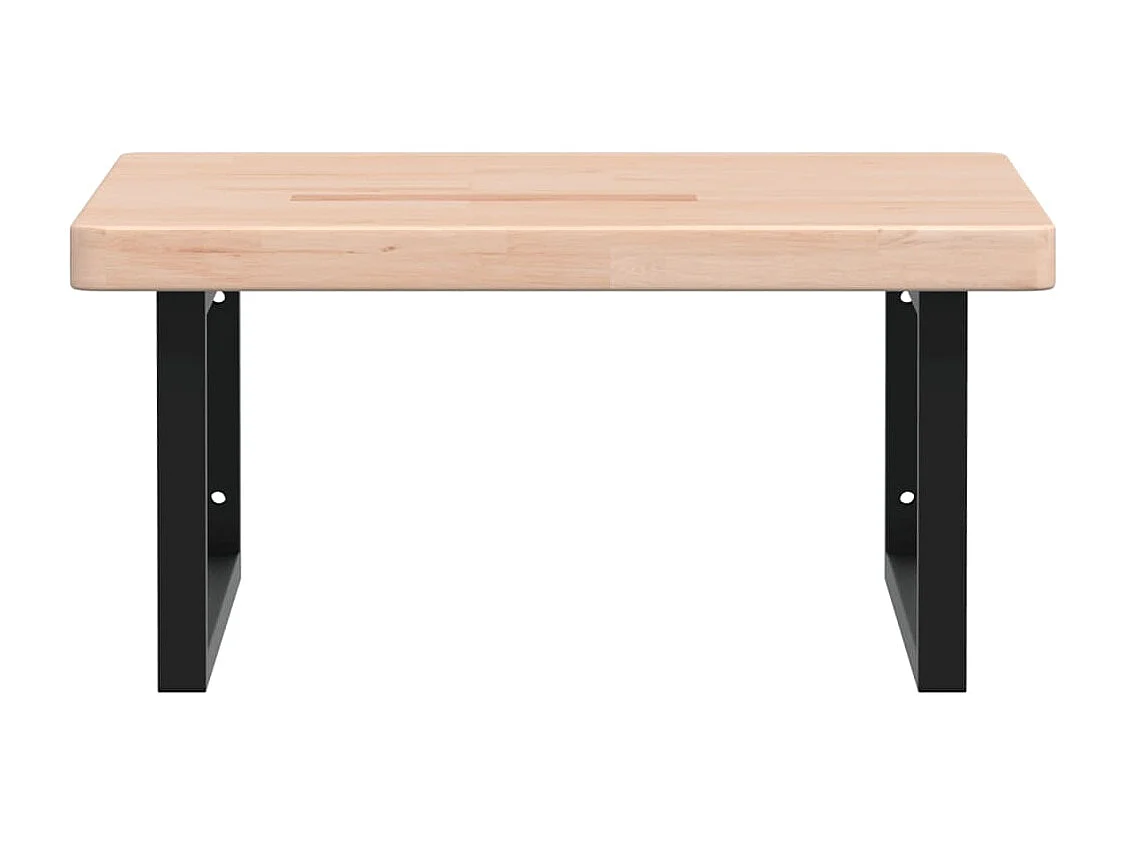 Waschtischplatte mit Halterung Stahl und Massivholz Eiche