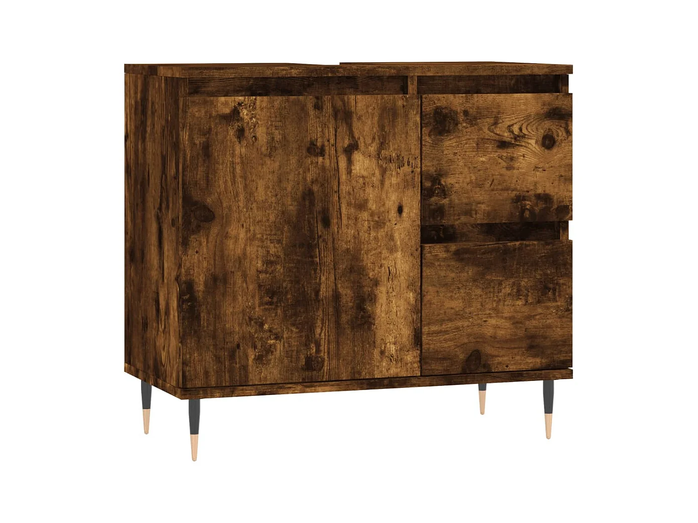 Armoire de bain chêne fumé 65x33x60 cm bois d'ingénierie