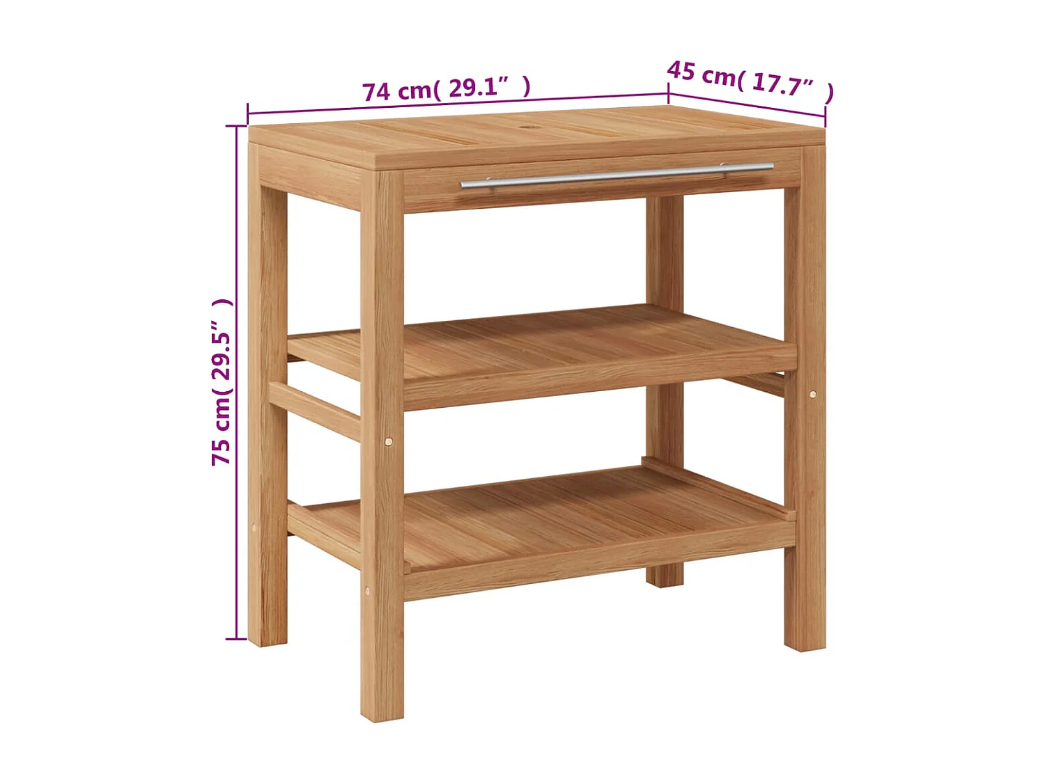 Mobile Bagno in Massello di Teak con Lavabo in Pietra di Fiume