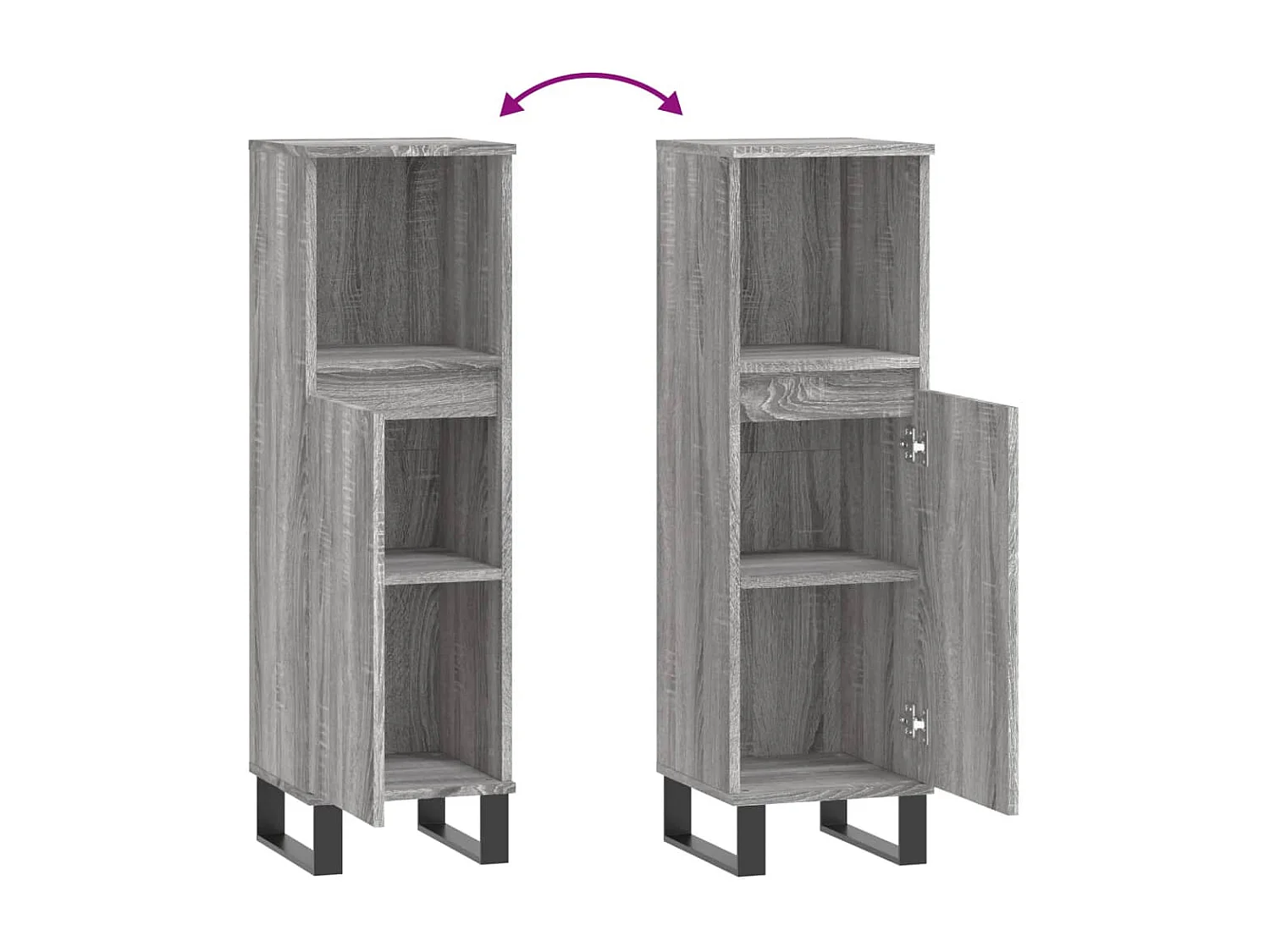 Armadietto Bagno Grigio Sonoma 30x30x100cm in Legno Multistrato