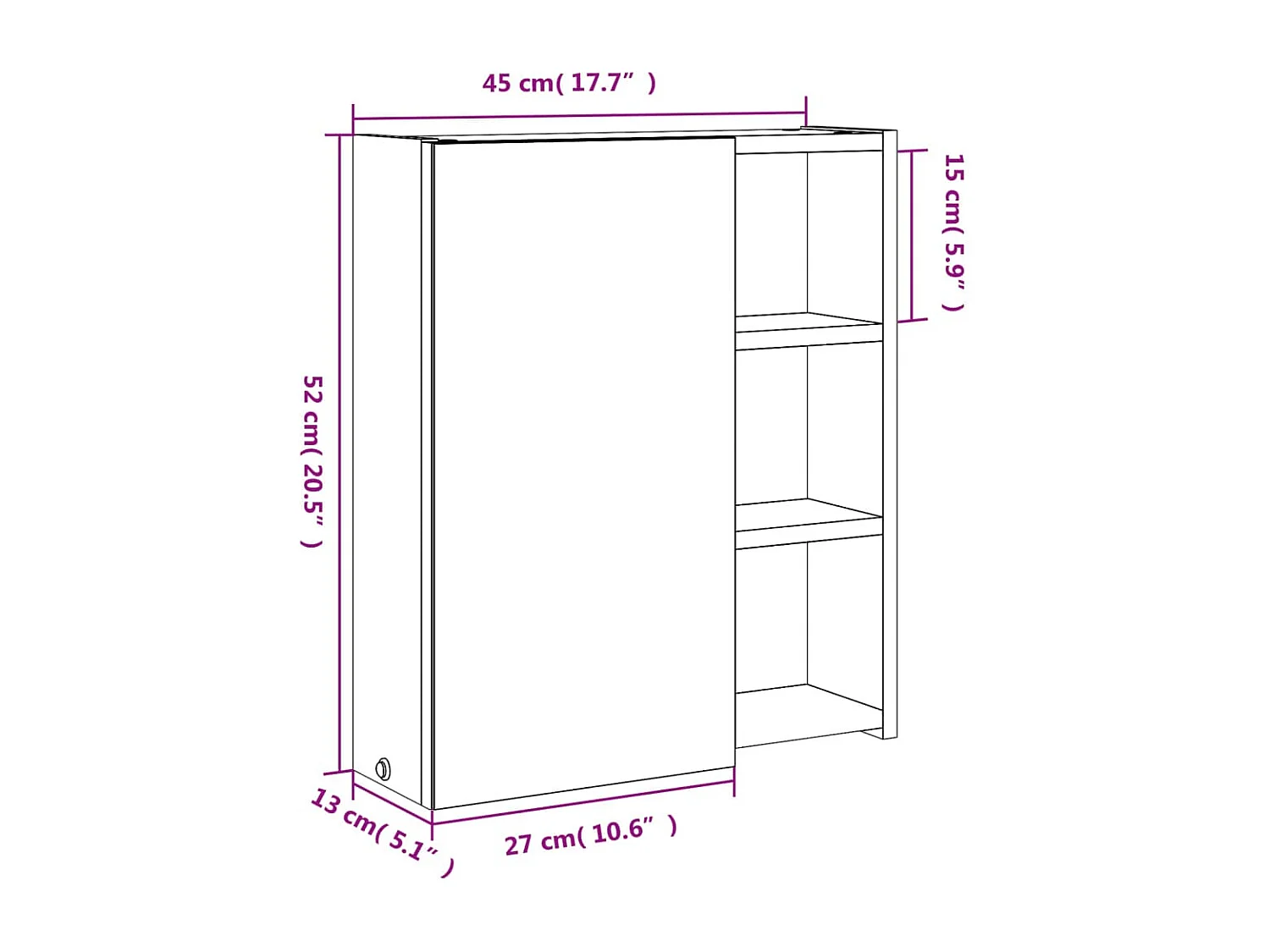 Armoire de salle de bain à miroir avec LED blanc 45x13x52 cm