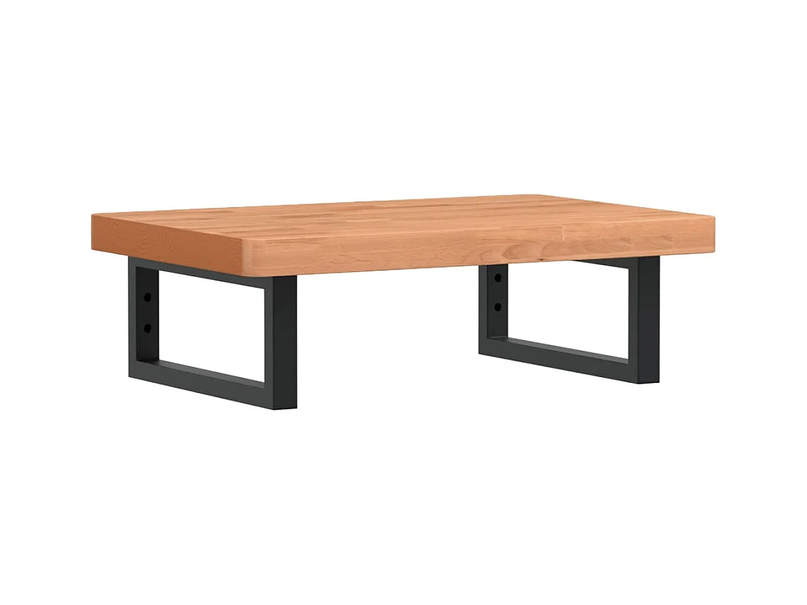 Ripiano a Parete per Lavabo in Acciaio e Massello di Faggio