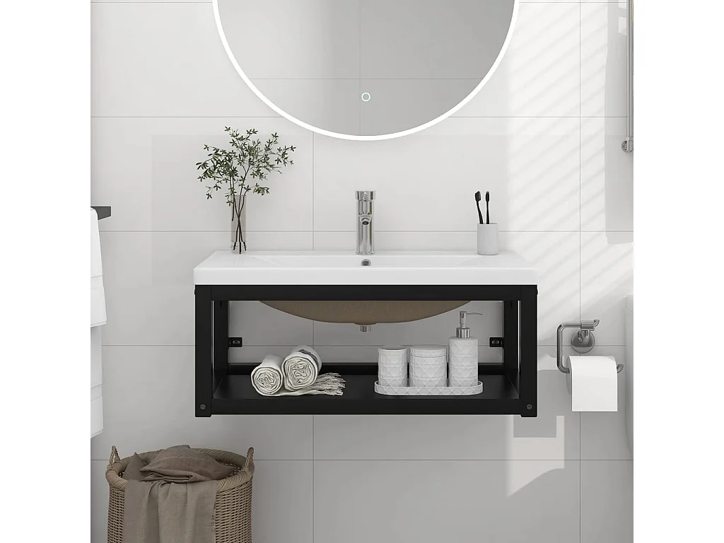 Estructura de baño con lavabo incorporado hierro negro