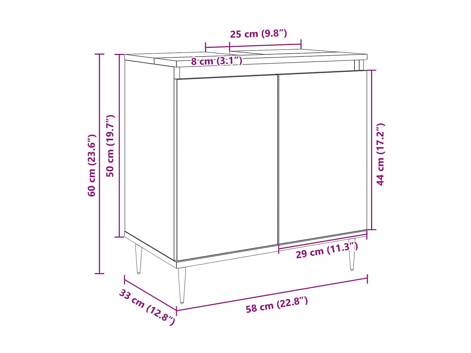 Armoire de bain chêne sonoma 58x33x60 cm bois d'ingénierie