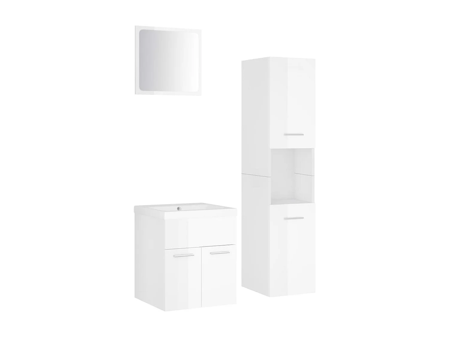 Set arredo bagno in truciolare bianco lucido