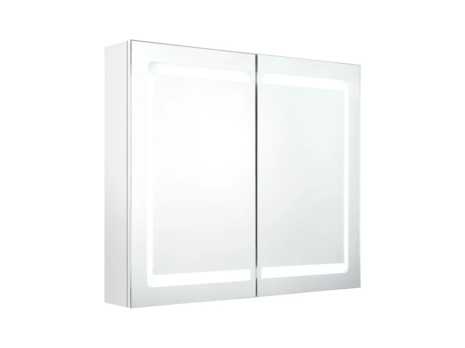 Armadietto Bagno con Specchio e LED Bianco Lucido 80x12x68 cm