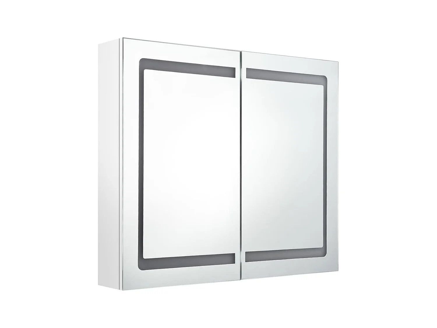 Armadietto Bagno con Specchio e LED Bianco Lucido 80x12x68 cm