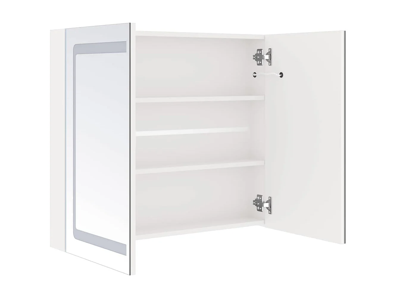 Badkamerkast met spiegel en LED 80x12x68 cm glanzend wit