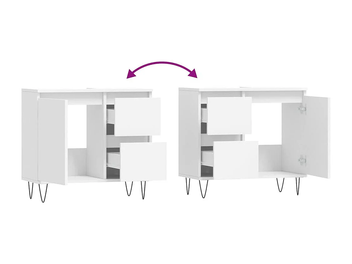 Armoire de salle de bain blanc 65x33x60 cm bois d'ingénierie
