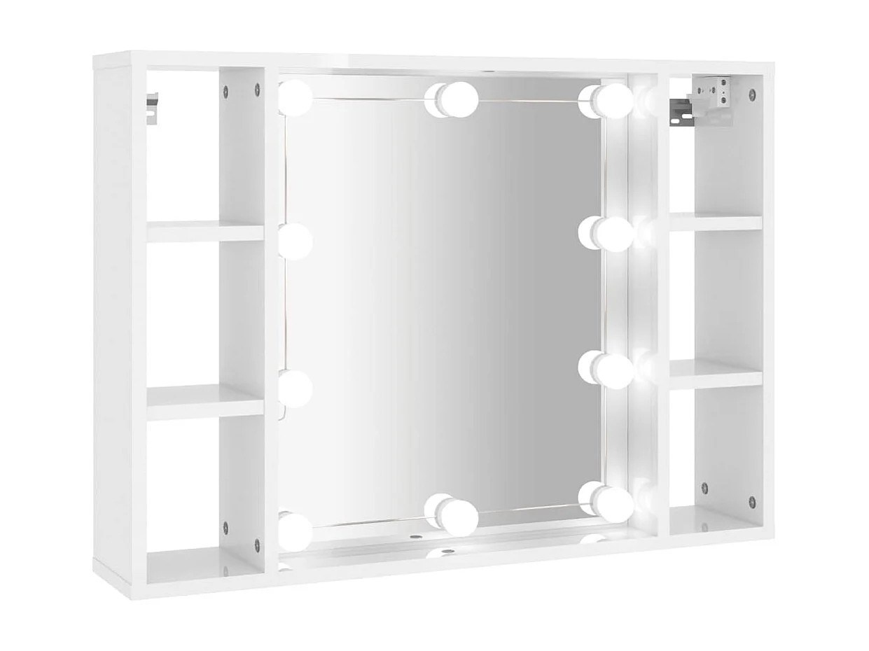 Spiegelschrank mit LED Hochglanz-Weiß 76x15x55 cm