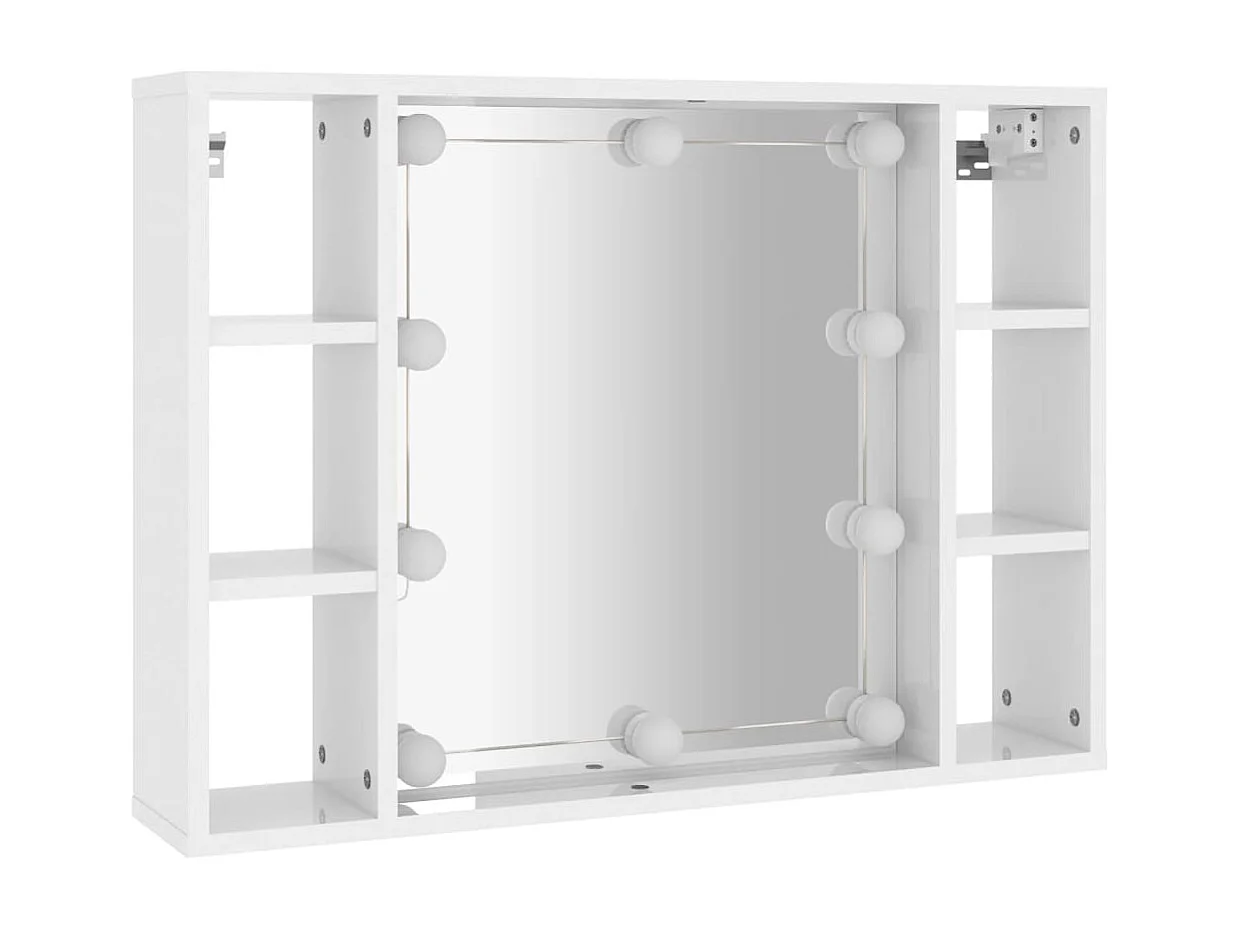 Spiegelschrank mit LED Hochglanz-Weiß 76x15x55 cm