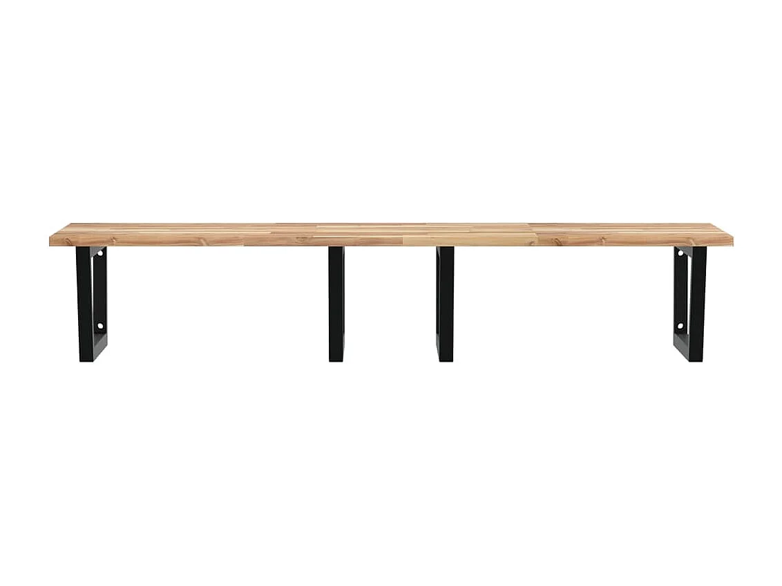 Estante de lavabo de pared acero y madera maciza de acacia