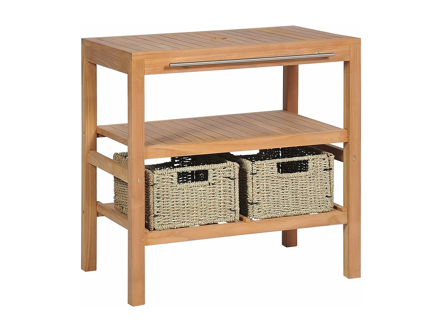 Meuble de salle de bain avec 2 paniers Teck massif 74x45x75 cm