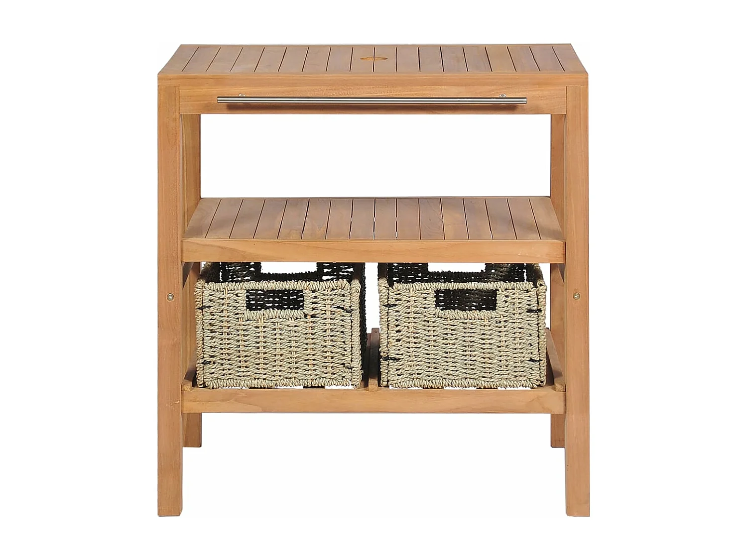 Meuble de salle de bain avec 2 paniers Teck massif 74x45x75 cm