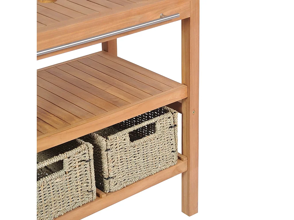 Meuble de salle de bain avec 2 paniers Teck massif 74x45x75 cm