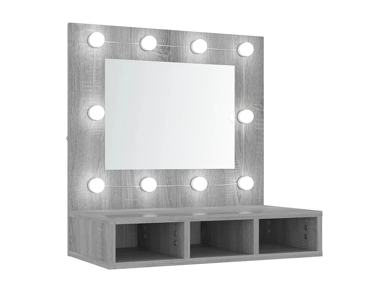 Spiegelschrank mit LED Grau Sonoma 60x31,5x62 cm