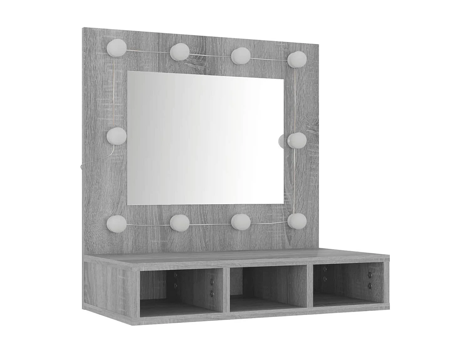 Spiegelschrank mit LED Grau Sonoma 60x31,5x62 cm