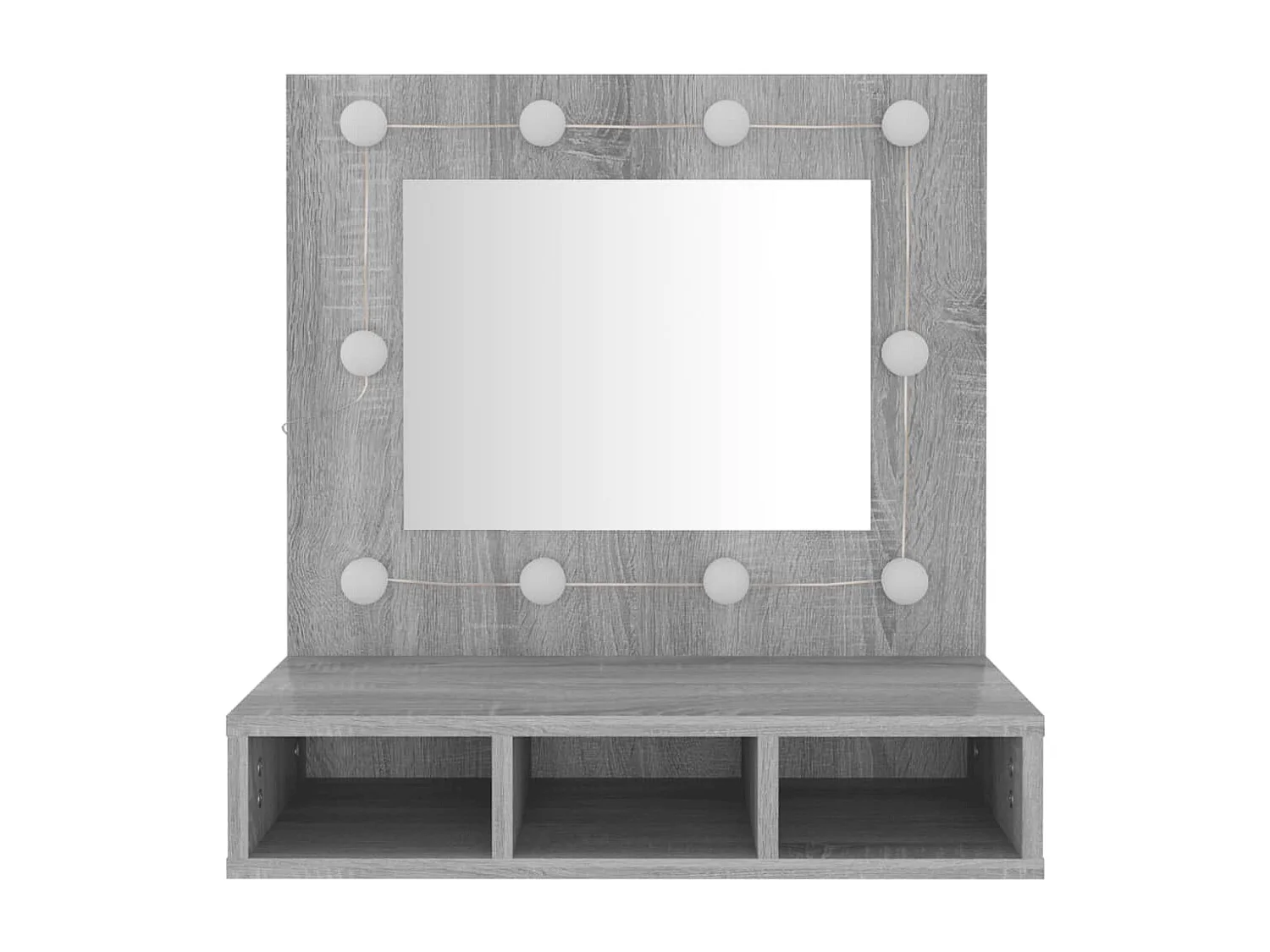 Spiegelschrank mit LED Grau Sonoma 60x31,5x62 cm