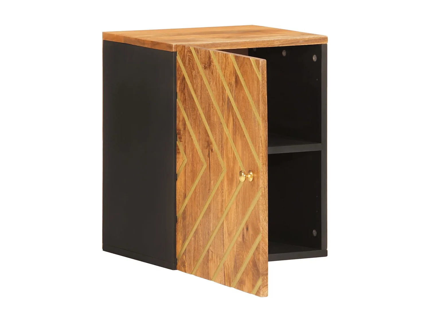 Armoire murale de bain marron et noir bois massif de manguier