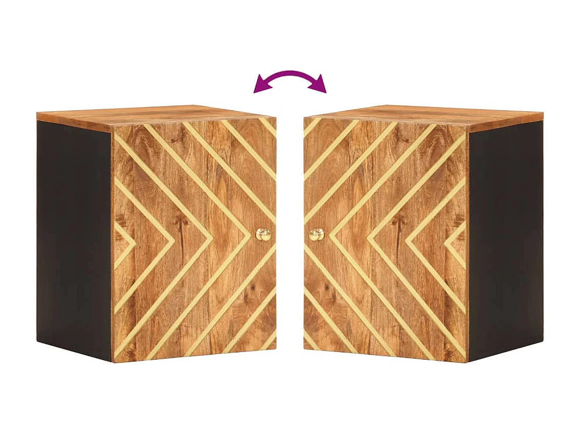 Armoire murale de bain marron et noir bois massif de manguier