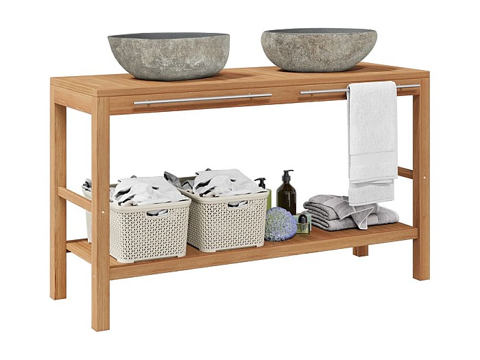 Meuble-lavabo/bureau Rivière - Petit Modèle - Cuir Noir - Neuf