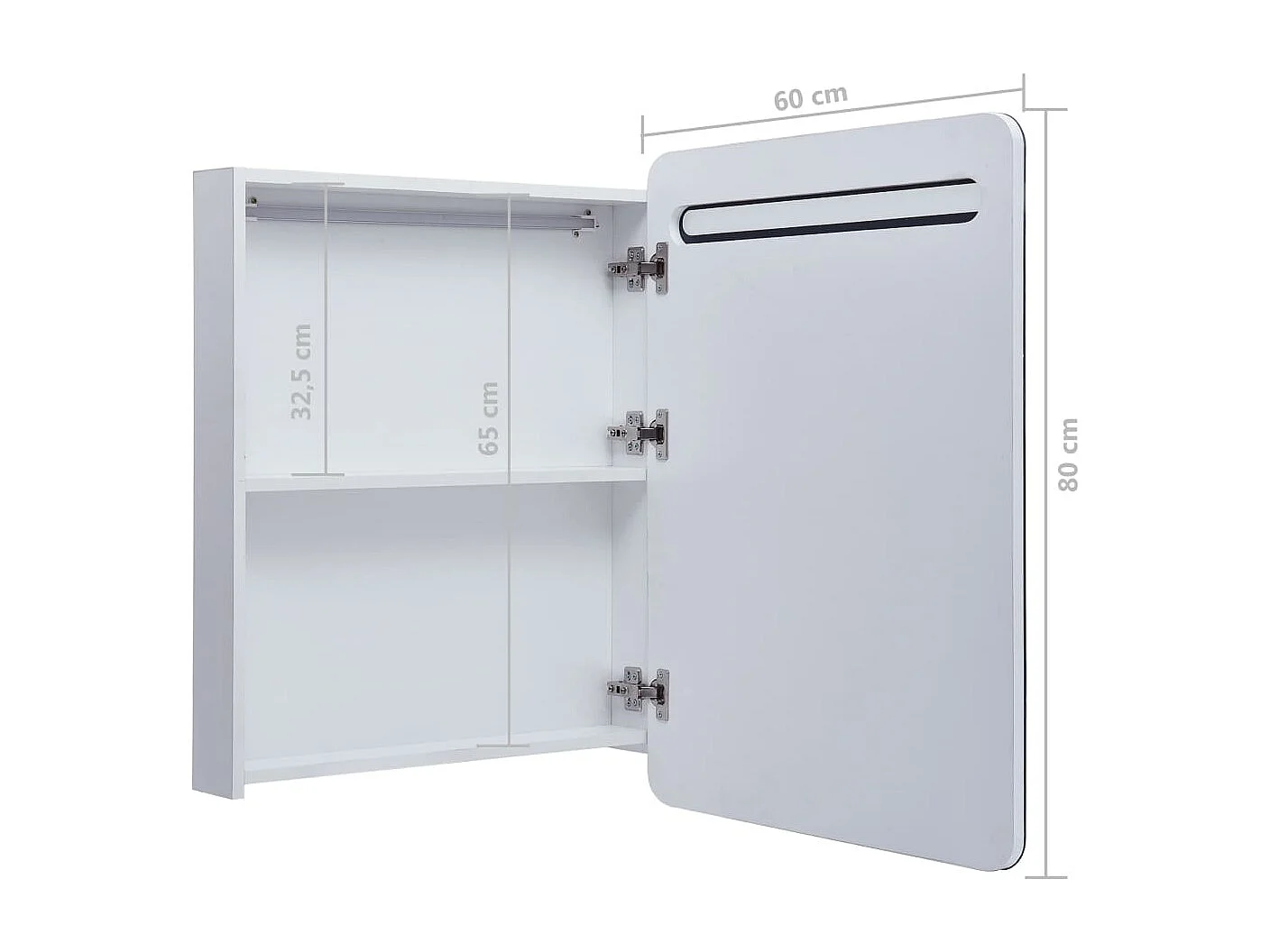 Armoire de salle de bain à miroir LED 60x11x80 cm