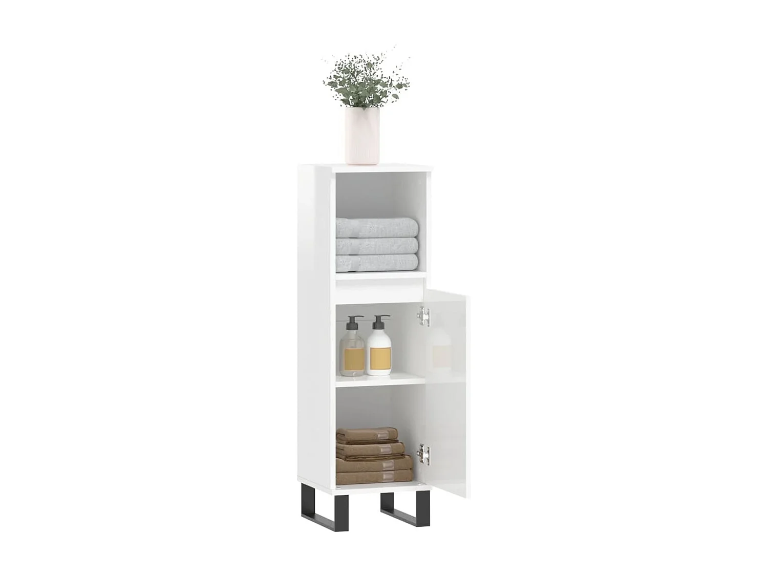 Armoire de salle de bain blanc brillant 30x30x100 cm