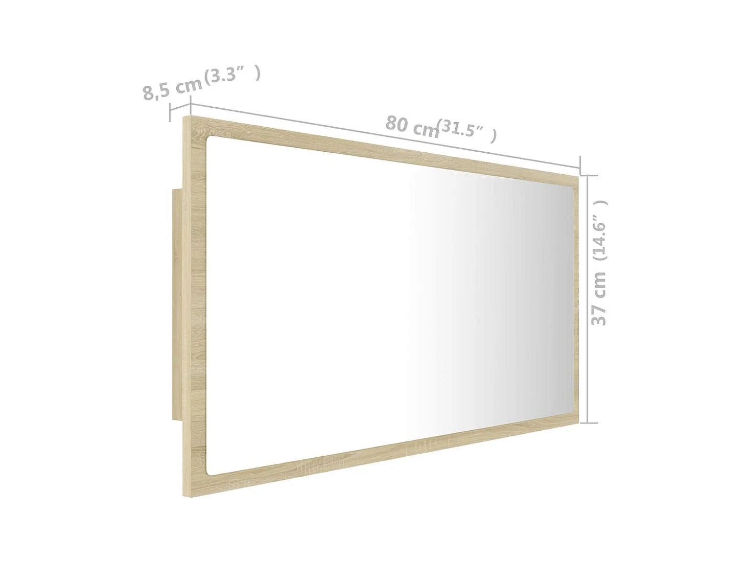 Miroir LED de salle de bain Chêne sonoma 80x8,5x37 cm Acrylique
