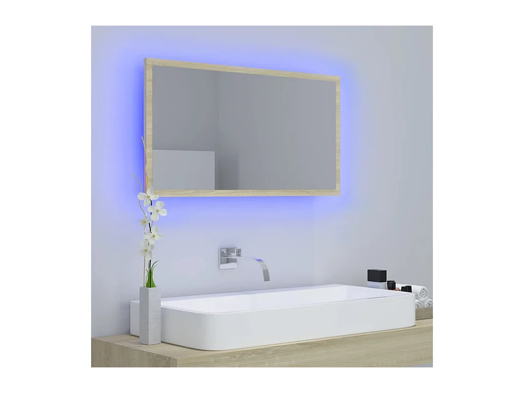 Miroir LED de salle de bain Chêne sonoma 80x8,5x37 cm Acrylique