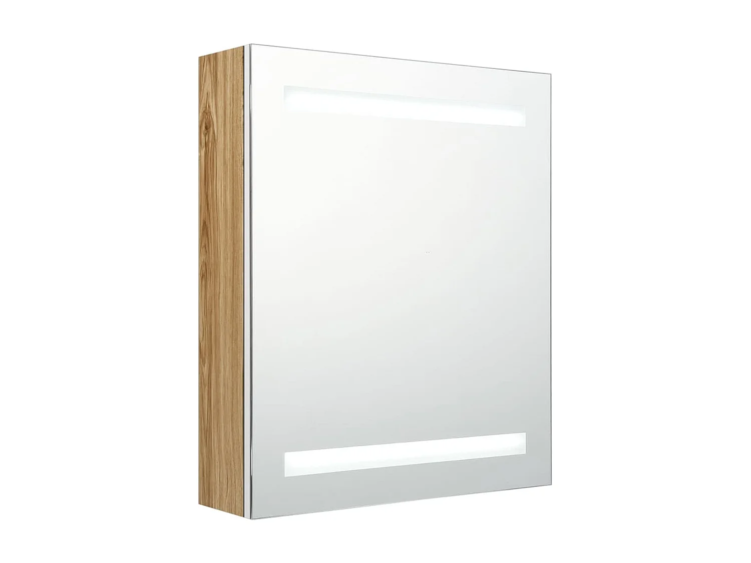 Armario de baño con espejo LED blanco y roble 50x14x60 cm