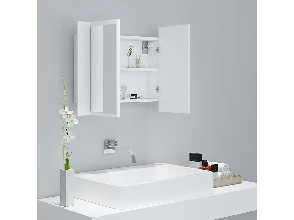 Armoire salle de bain à miroir LED Blanc 60x12x45 cm Acrylique