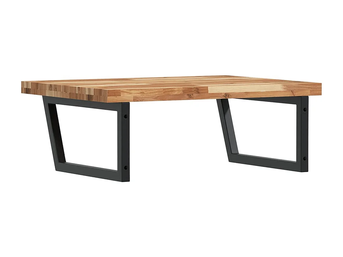 Ripiano a Parete per Lavabo in Acciaio e Massello di Acacia