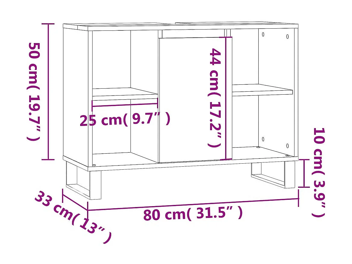 Armoire salle de bain chêne sonoma 80x33x60cm bois d'ingénierie
