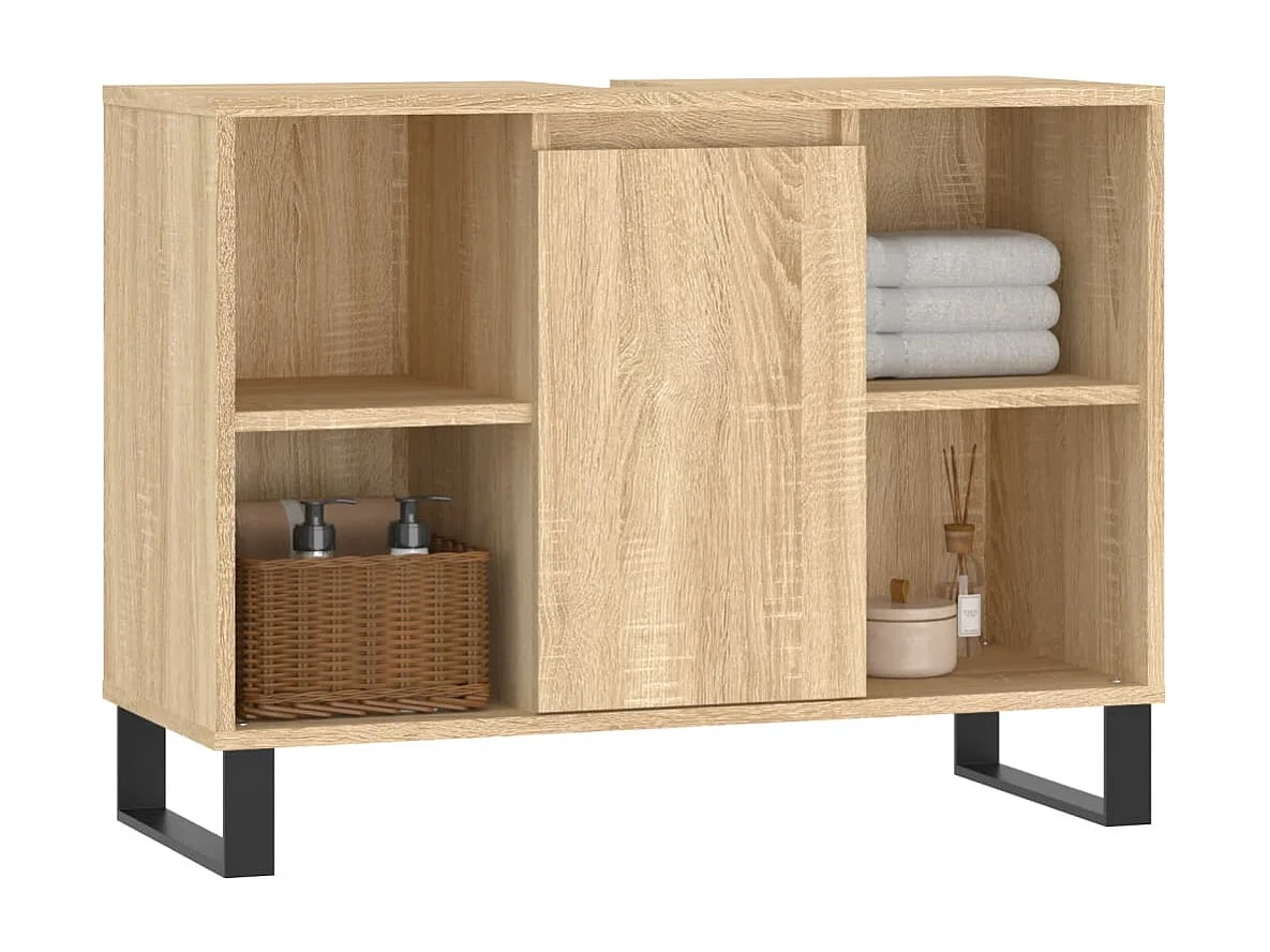 Armoire salle de bain chêne sonoma 80x33x60cm bois d'ingénierie