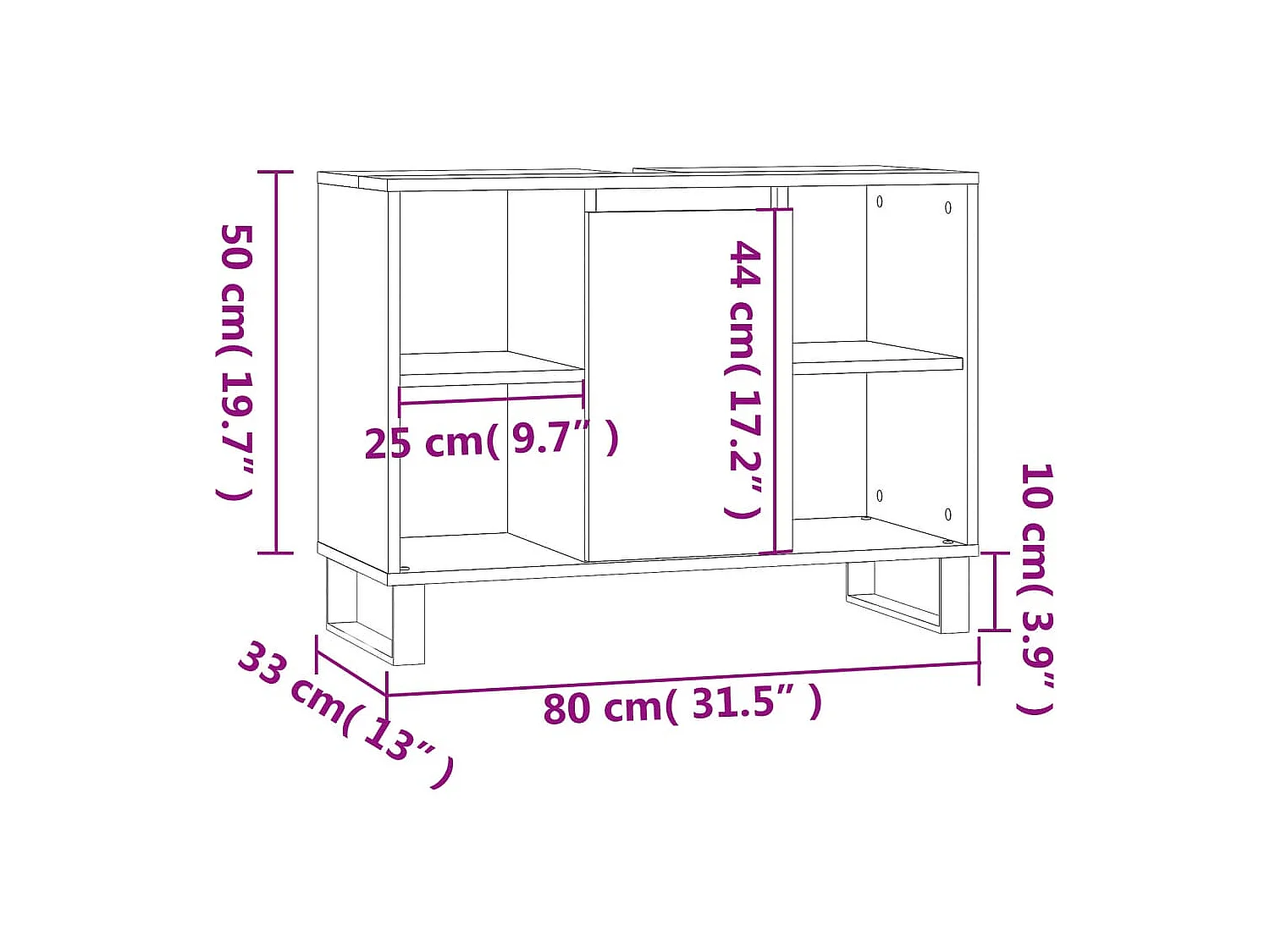 Armoire salle de bain chêne sonoma 80x33x60cm bois d'ingénierie