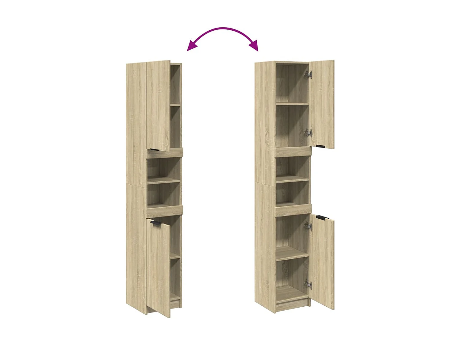 Armoire salle de bain chêne sonoma 32x34x188,5 cm