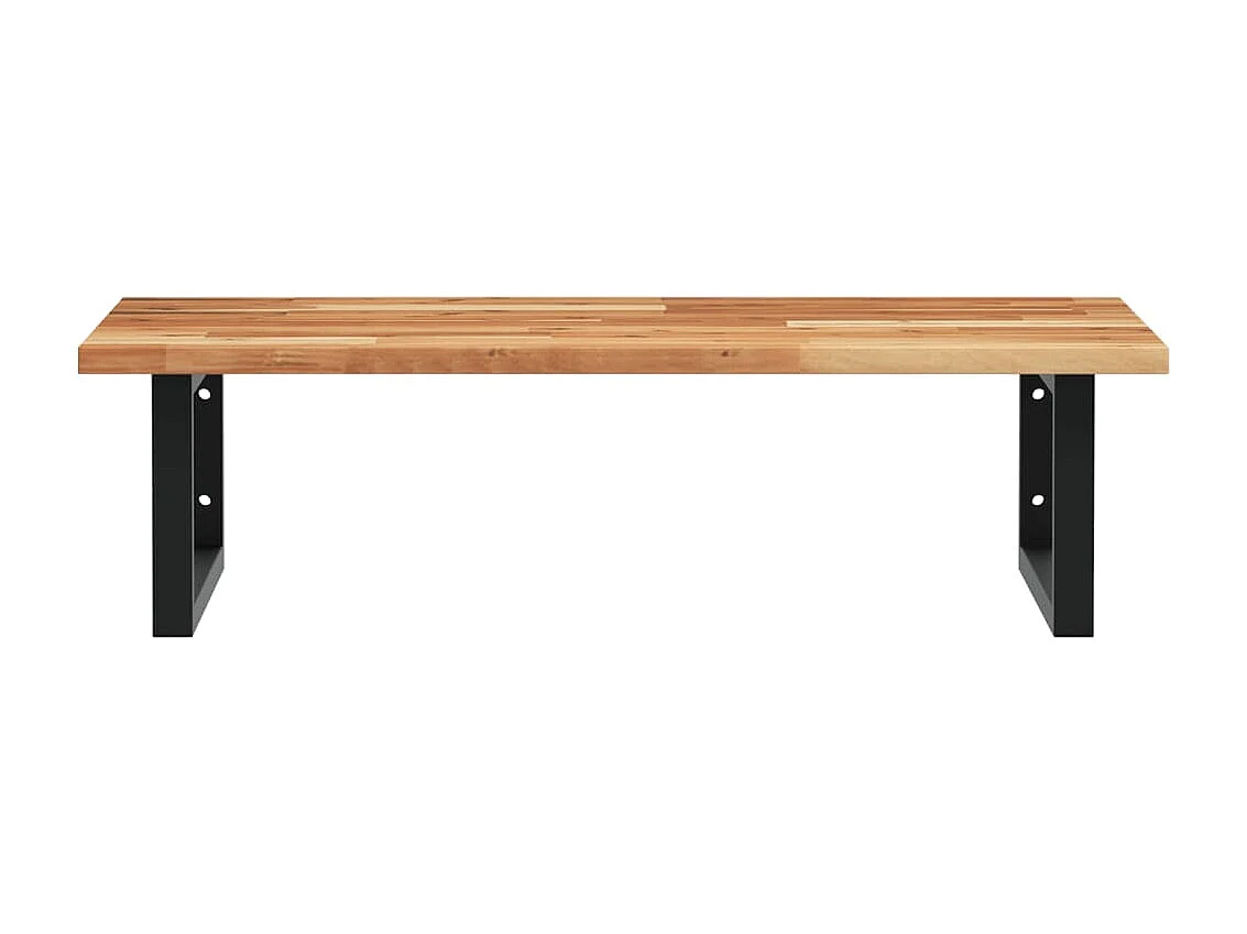 Estante de lavabo de pared acero y madera maciza de acacia