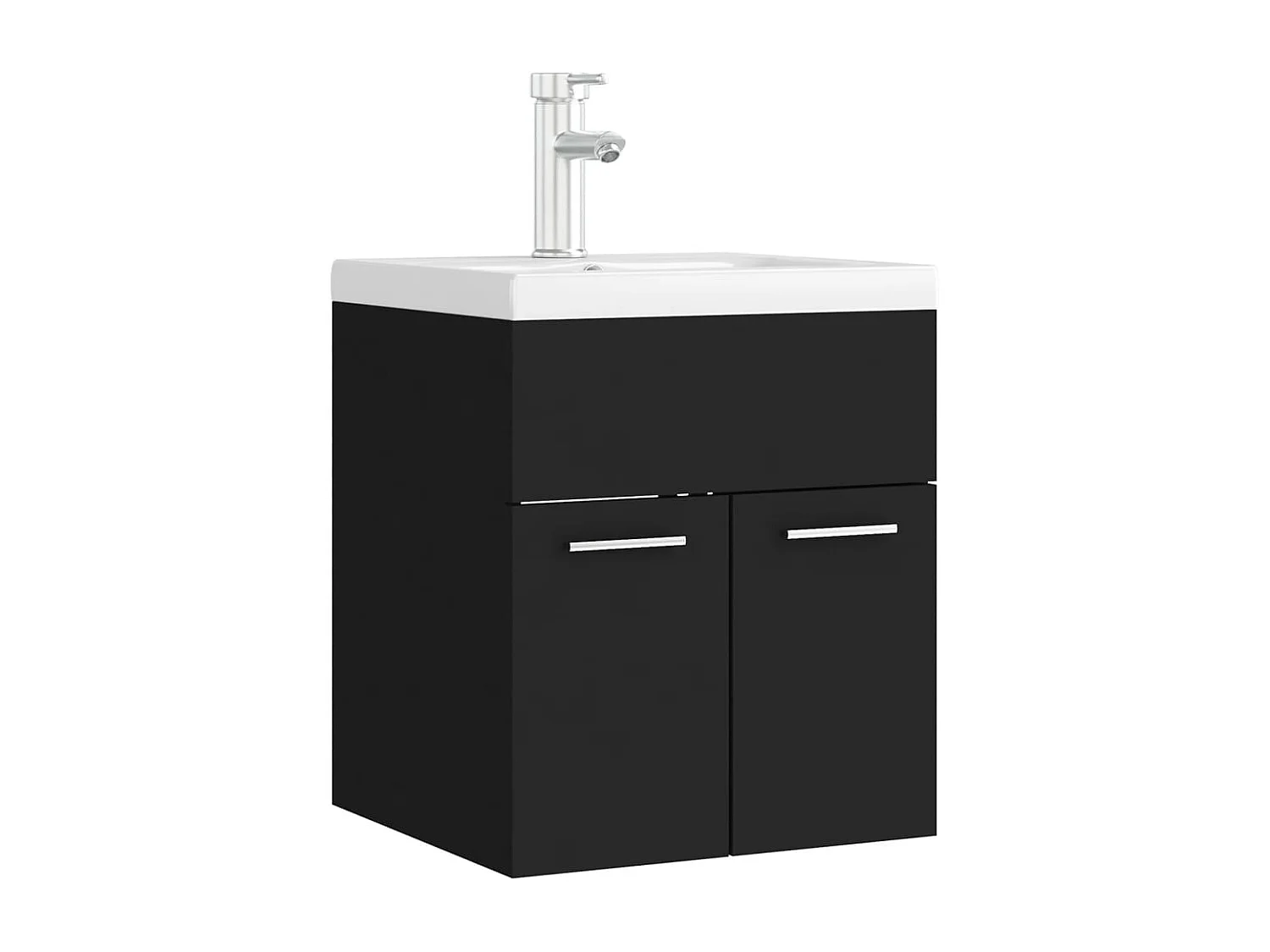 Armoire d'évier avec lavabo intégré noir bois d'ingénierie