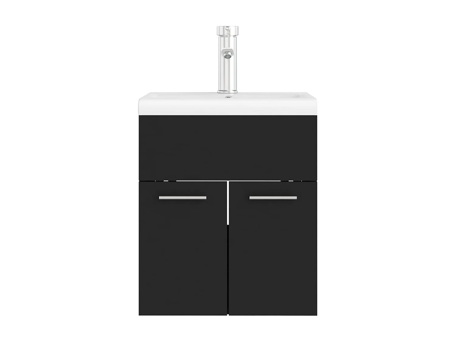 Armoire d'évier avec lavabo intégré noir bois d'ingénierie