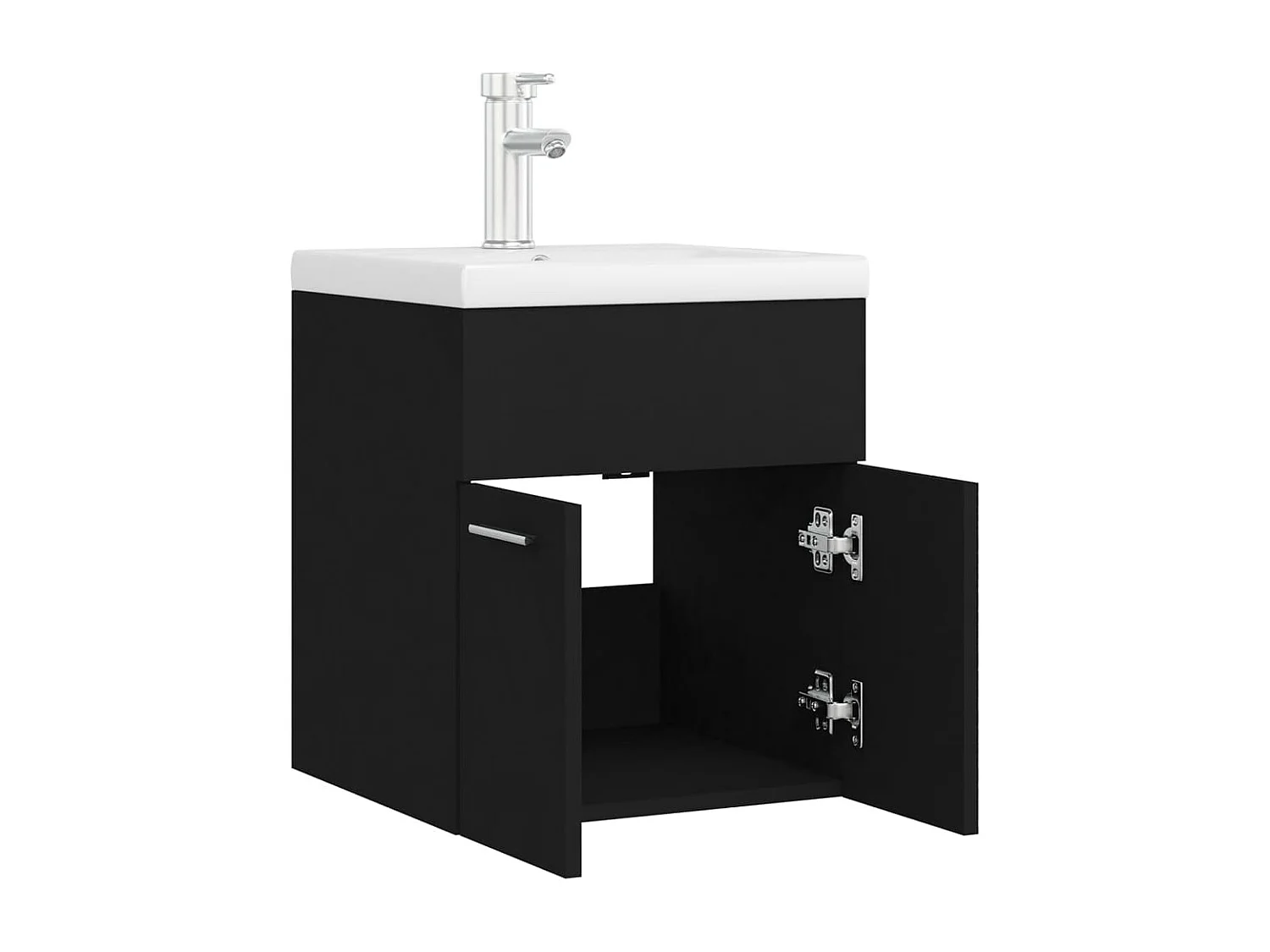 Armoire d'évier avec lavabo intégré noir bois d'ingénierie