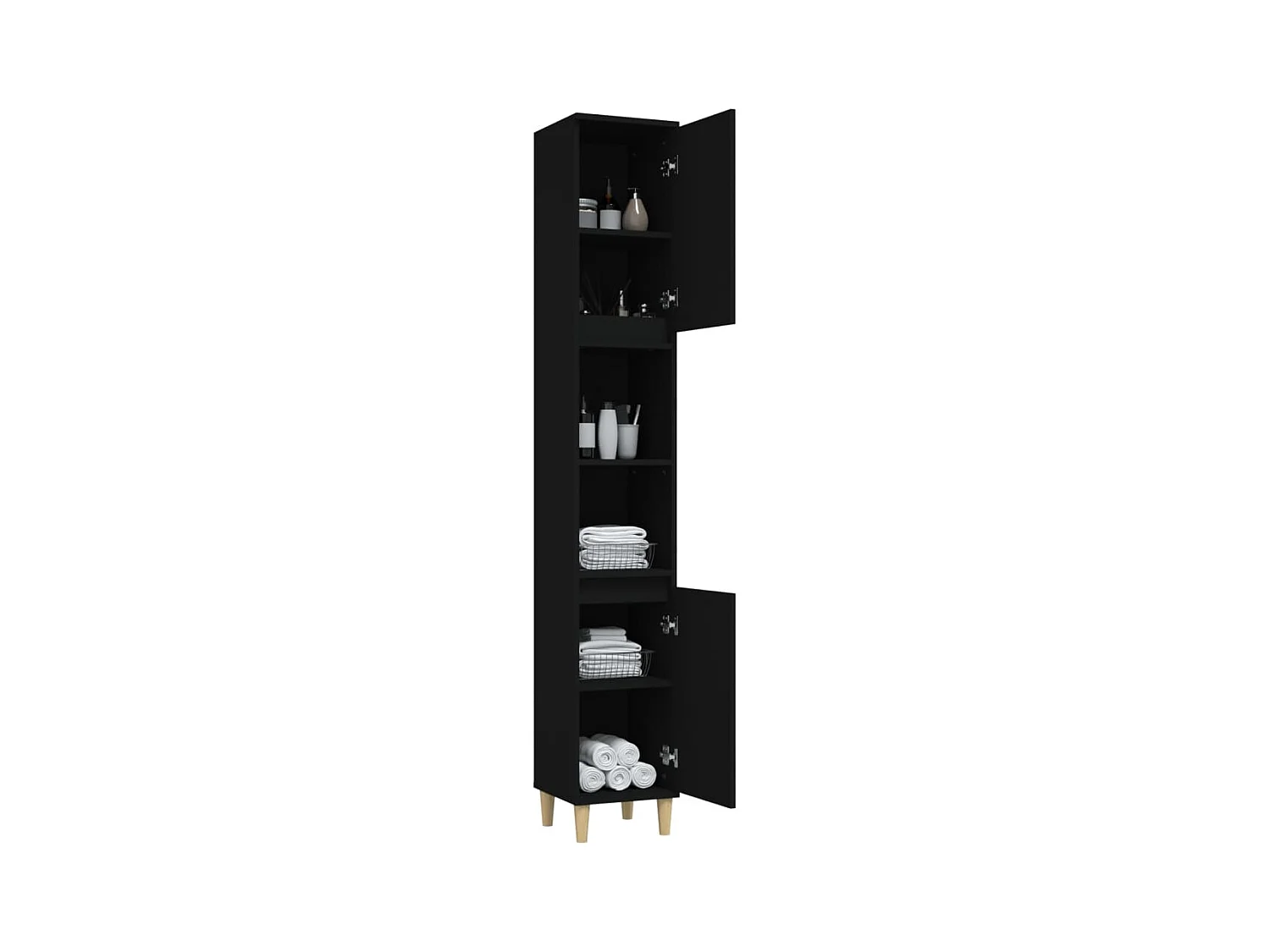 Armoire de salle de bain noir 30x30x190 cm bois d'ingénierie