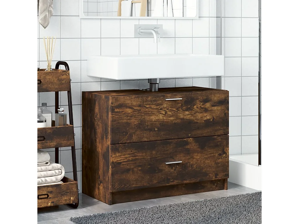 Mueble fregadero roble ahumado 78x37x59 cm madera contrachapada