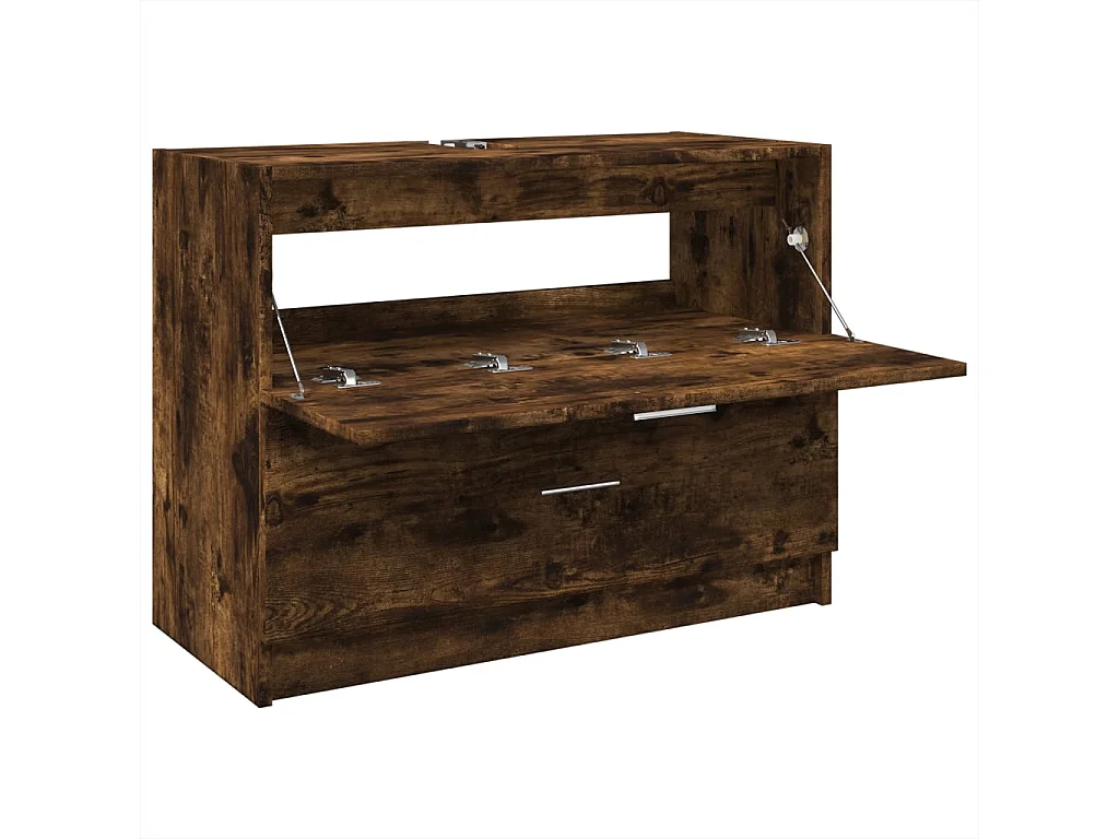 Meuble d'évier chêne fumé 78x37x59 cm bois d'ingénierie