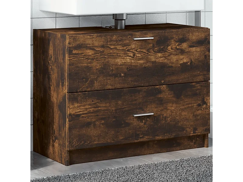 Meuble d'évier chêne fumé 78x37x59 cm bois d'ingénierie