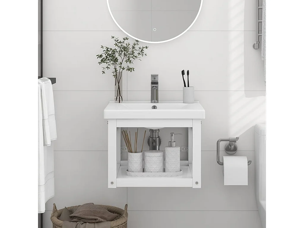 Struttura per Lavabo a Parete Bianca 40x38x31 cm in Ferro