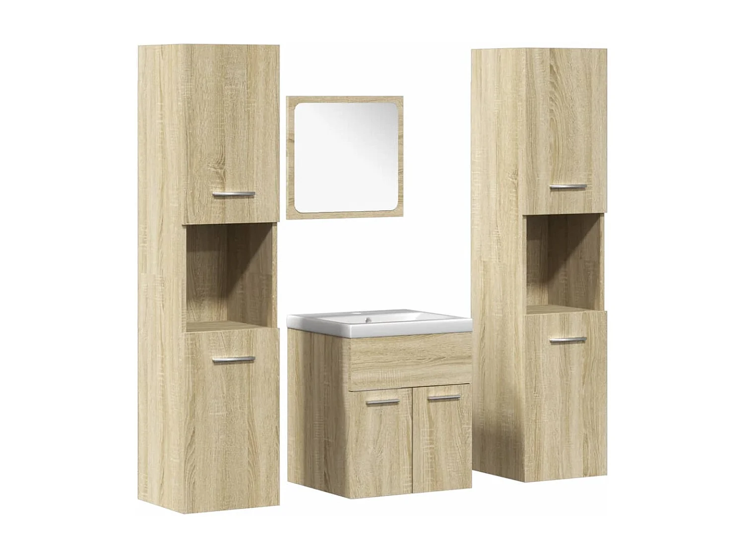 Ensemble de meubles de salle de bain 5 pcs chêne sonoma
