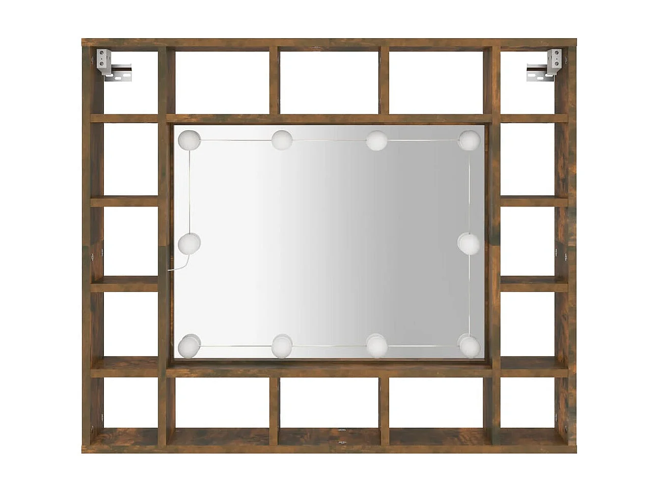 Armoire à miroir avec LED Chêne fumé 91x15x76,5 cm