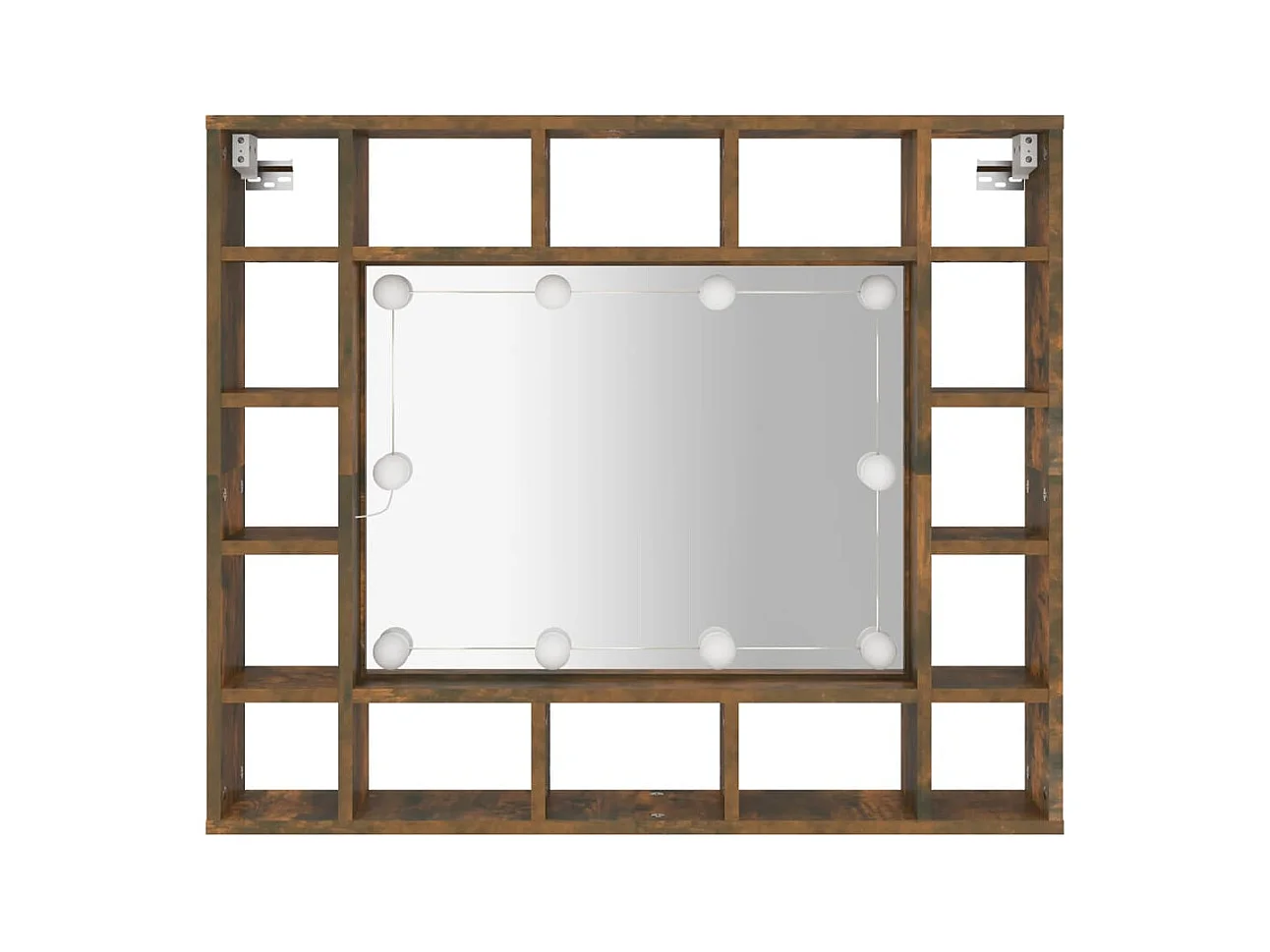 Armoire à miroir avec LED Chêne fumé 91x15x76,5 cm