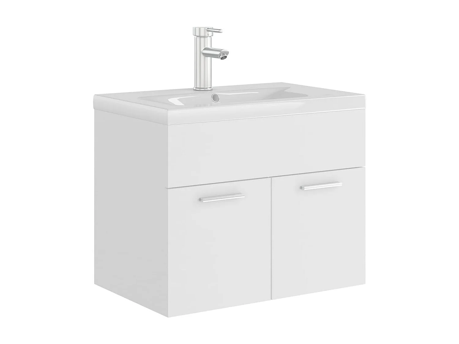 Armoire d'évier avec lavabo intégré Blanc Aggloméré