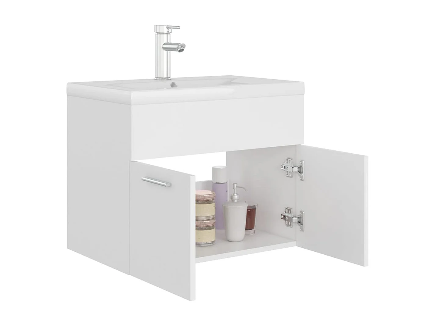 Armoire d'évier avec lavabo intégré Blanc Aggloméré
